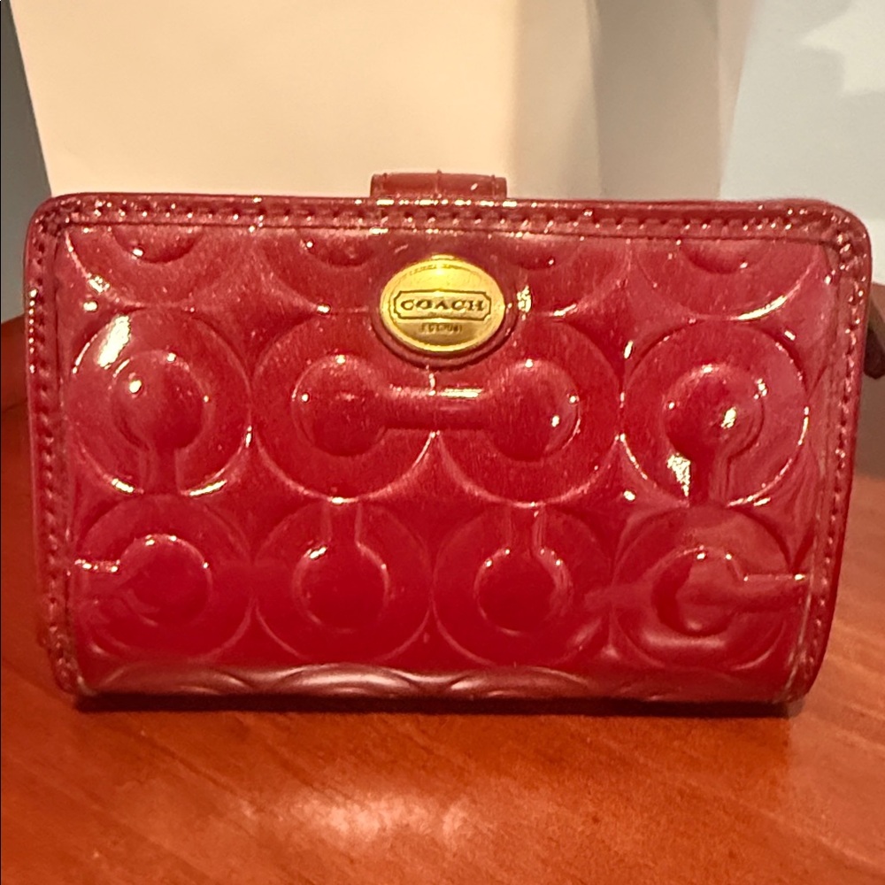 Coach Cherry Red Embossed Wallet